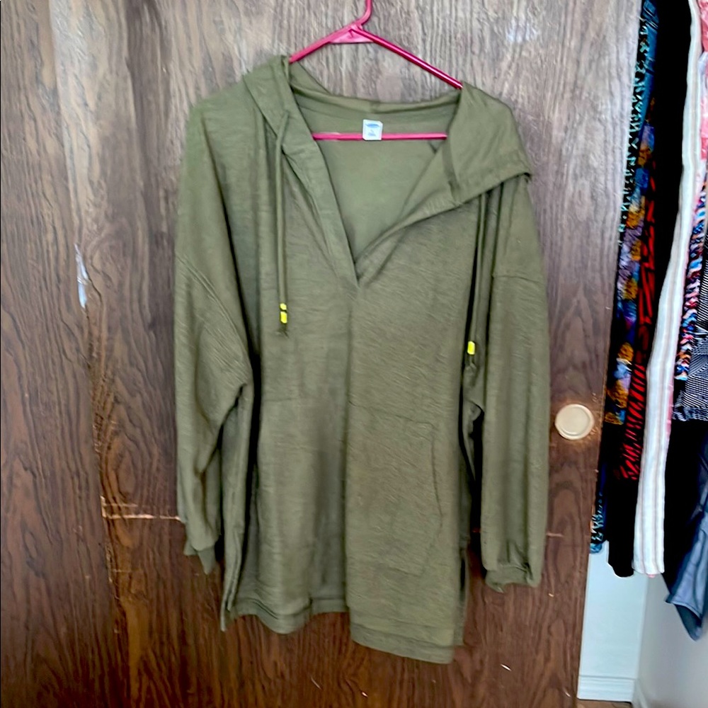 Olive Green Hooded Pullover